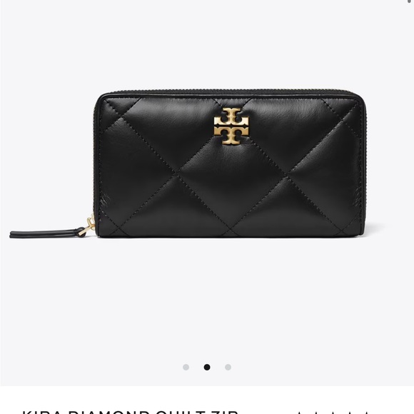 Tory Burch Black Quilted Wallet with Gold Logo - Picture 1 of 7